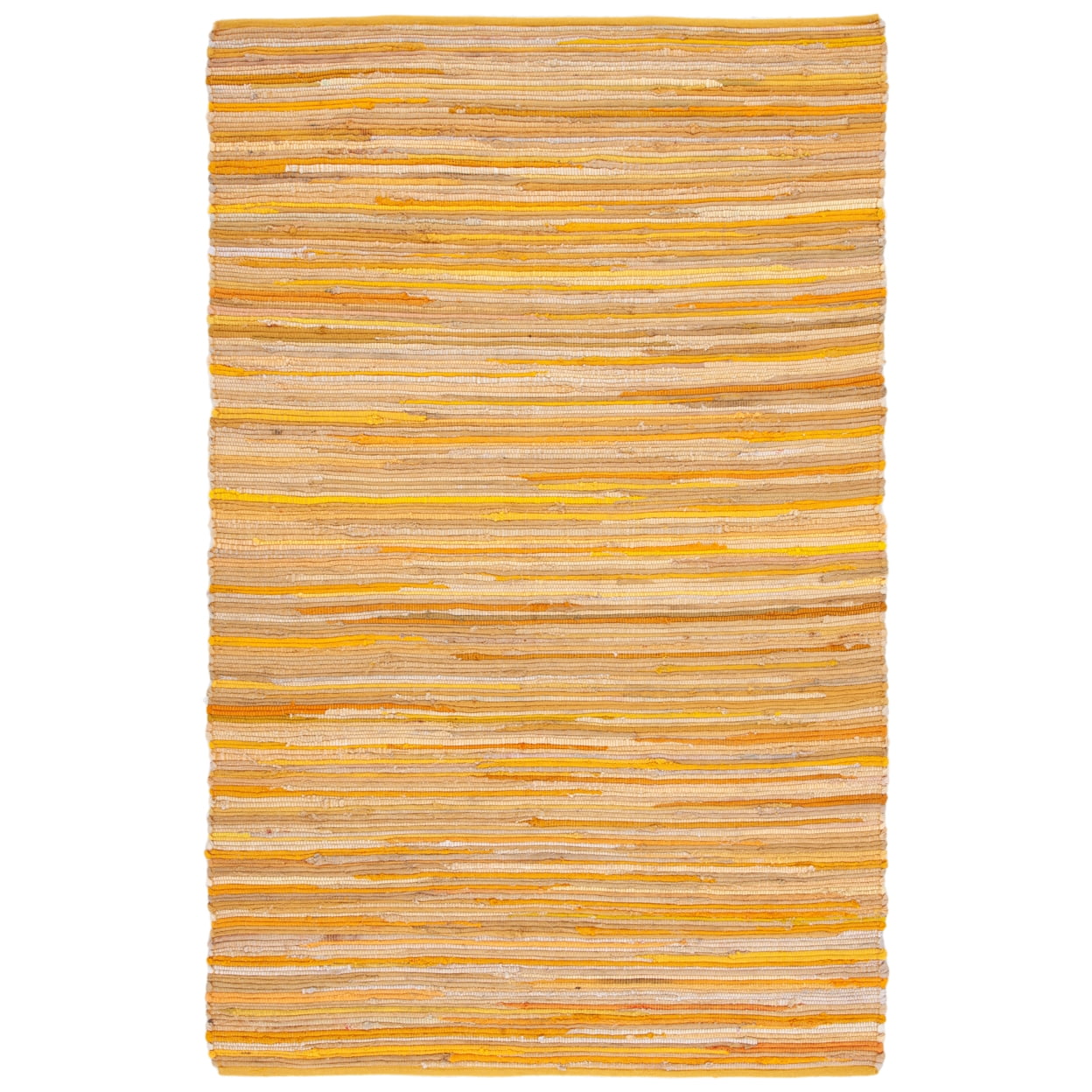 Handwoven Yellow and Multicolor Cotton Striped Area Rug 5' x 8'