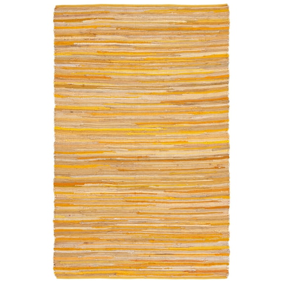 SAFAVIEH Rag Fergal Striped Cotton Area Rug, Yellow/Multi, 5' x 8'
