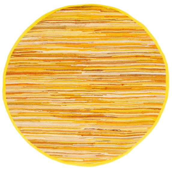 SAFAVIEH Rag Fergal Striped Cotton Area Rug, Yellow/Multi, 6' x 6' Round