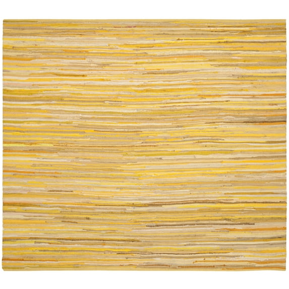 SAFAVIEH Rag Fergal Striped Cotton Area Rug, Yellow/Multi, 6' x 6' Square