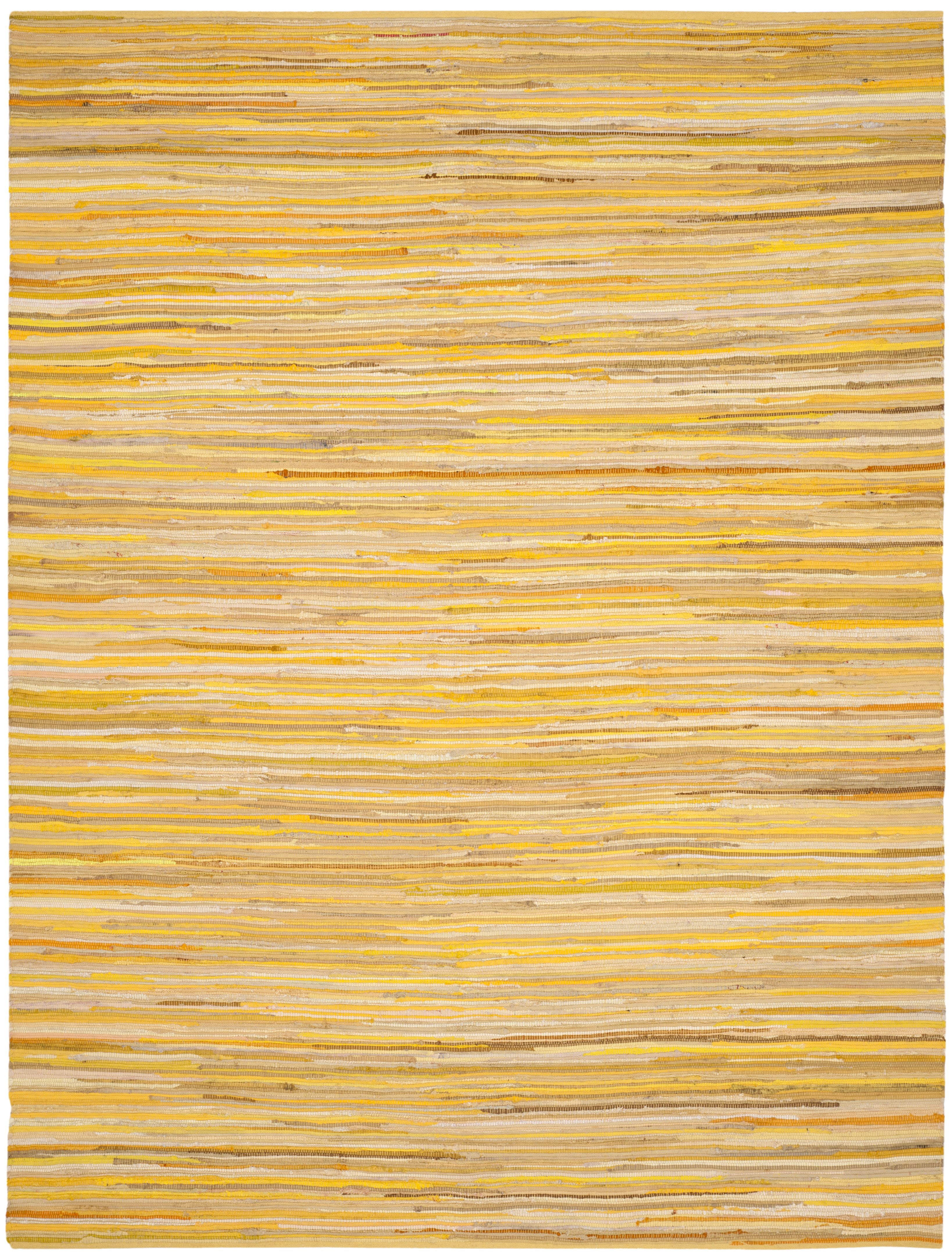SAFAVIEH Rag Fergal Striped Cotton Area Rug, Yellow/Multi, 8' x 10'