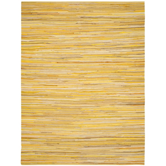 SAFAVIEH Rag Fergal Striped Cotton Area Rug, Yellow/Multi, 9' x 12'