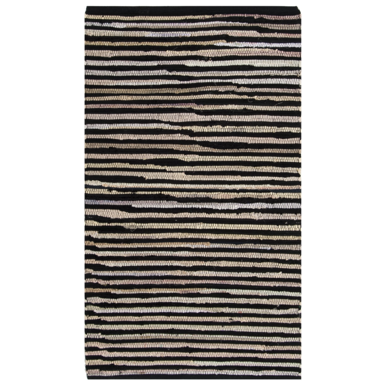 Bohemian Bliss Black and Multicolor Handwoven Stripe Wool-Cotton Rug - 2'3" x 5'