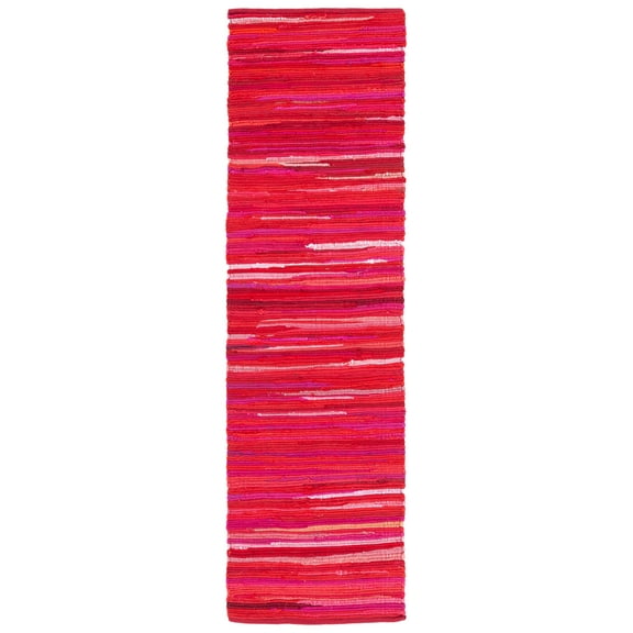 SAFAVIEH Rag Fergal Striped Cotton Runner Rug, Red/Multi, 2'3" x 10'