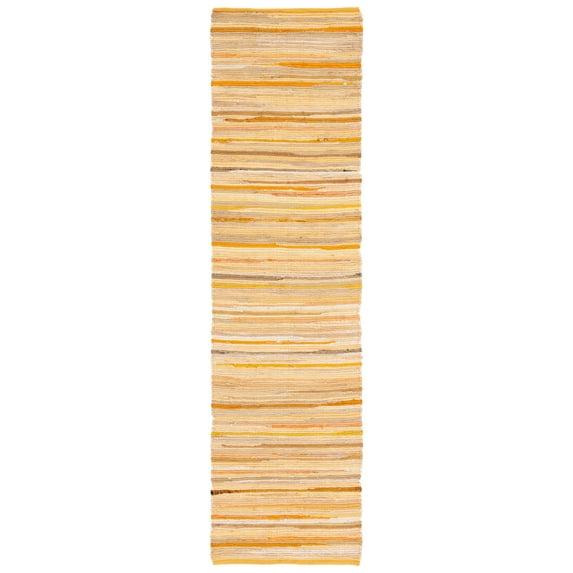 SAFAVIEH Rag Fergal Striped Cotton Runner Rug, Yellow/Multi, 2'3" x 7'