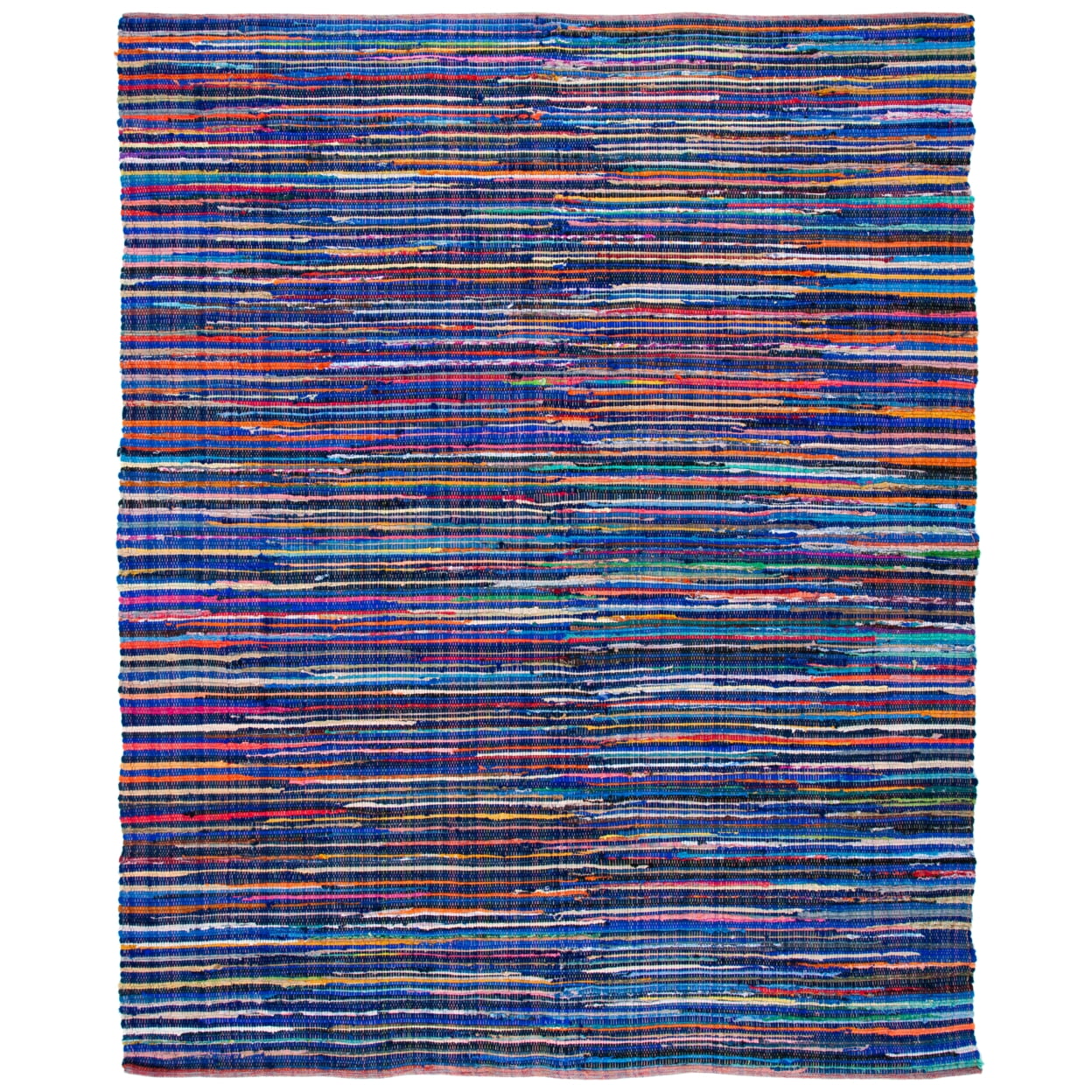 Blue Multicolor Handwoven Wool Cotton Striped Area Rug 3' x 5'