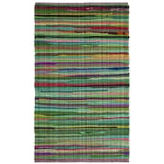 SAFAVIEH Rag Petar Striped Cotton Area Rug, Green/Multi, 2'6" x 4'