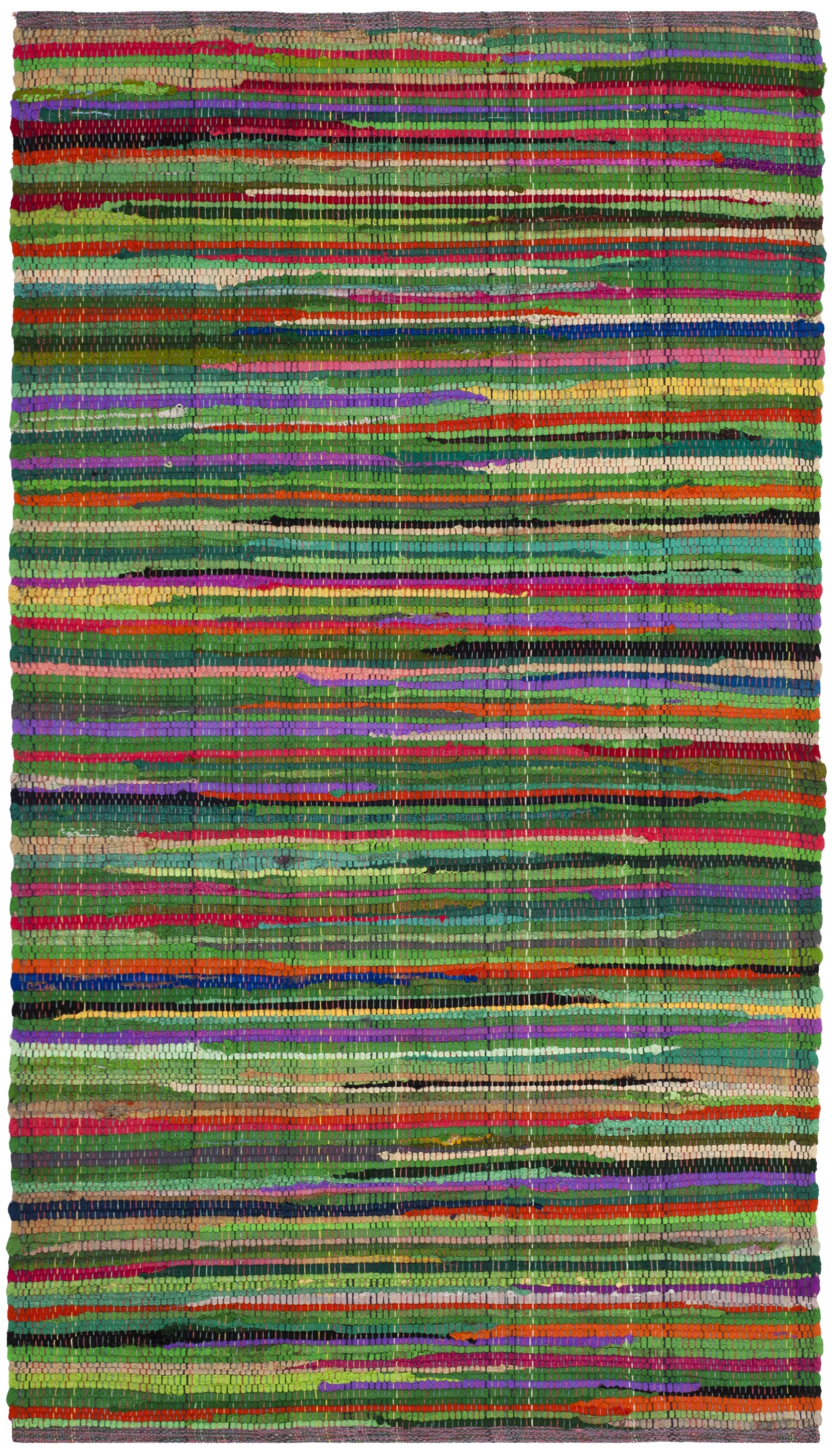 Handmade Multicolor Striped Flat-Woven Cotton and Wool Area Rug, 3' x 5'