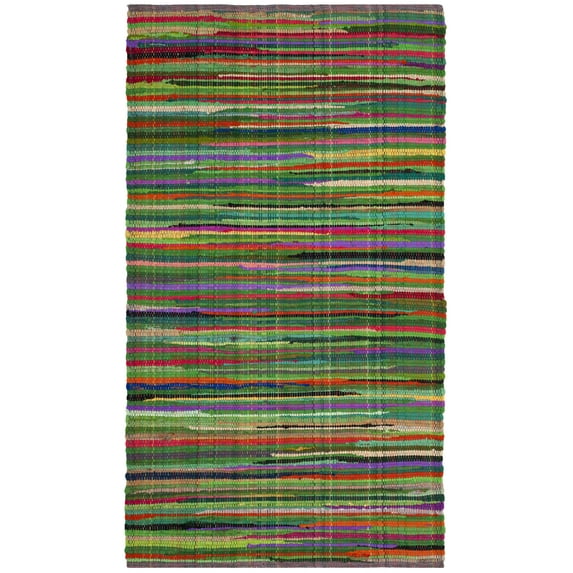 SAFAVIEH Rag Petar Striped Cotton Area Rug, Green/Multi, 4' x 6'