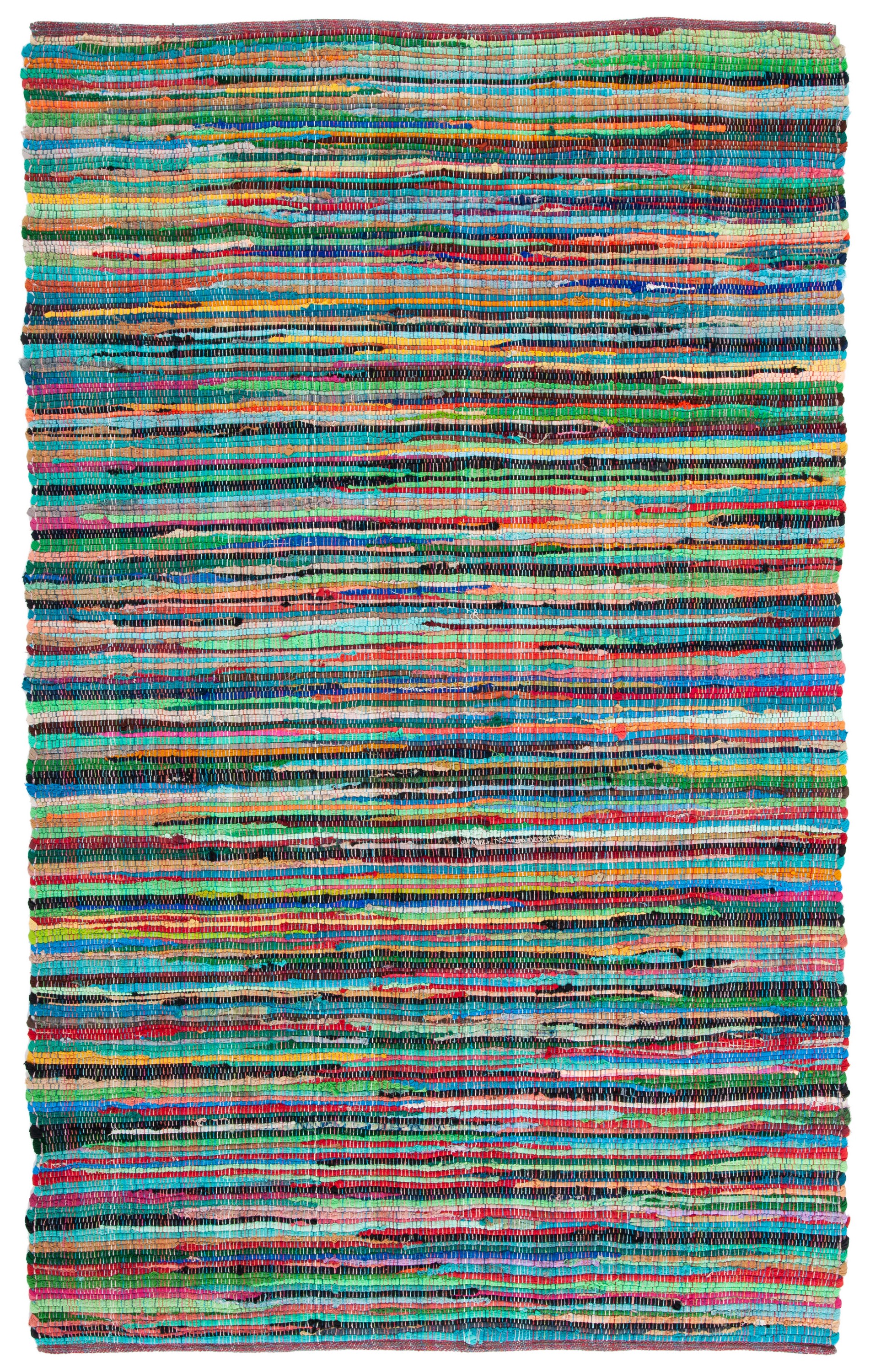 Handwoven Green Multi 6' x 9' Flat-Weave Wool-Cotton Blend Area Rug
