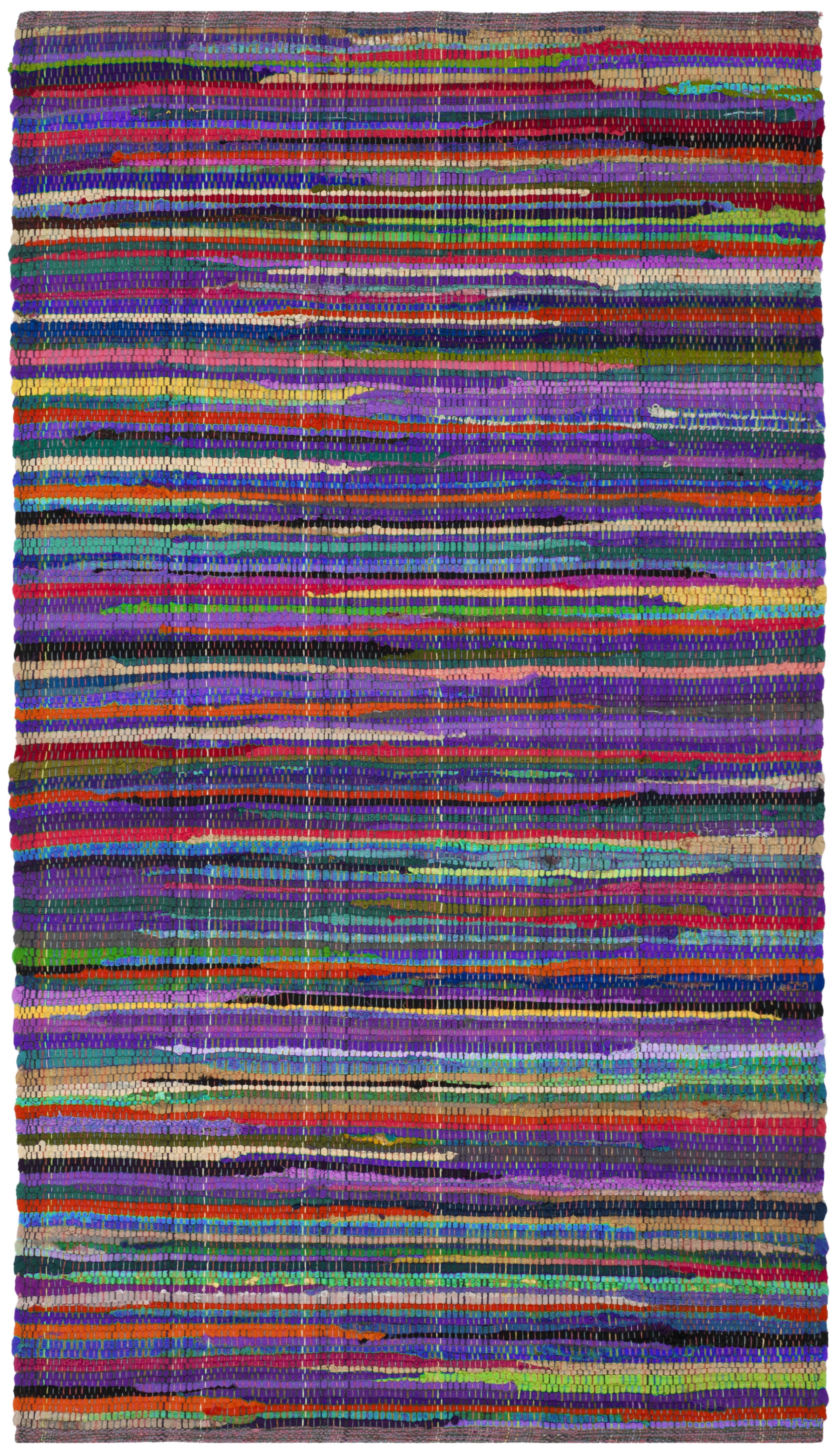 SAFAVIEH Rag Petar Striped Cotton Area Rug, Purple/Multi, 4' x 6'