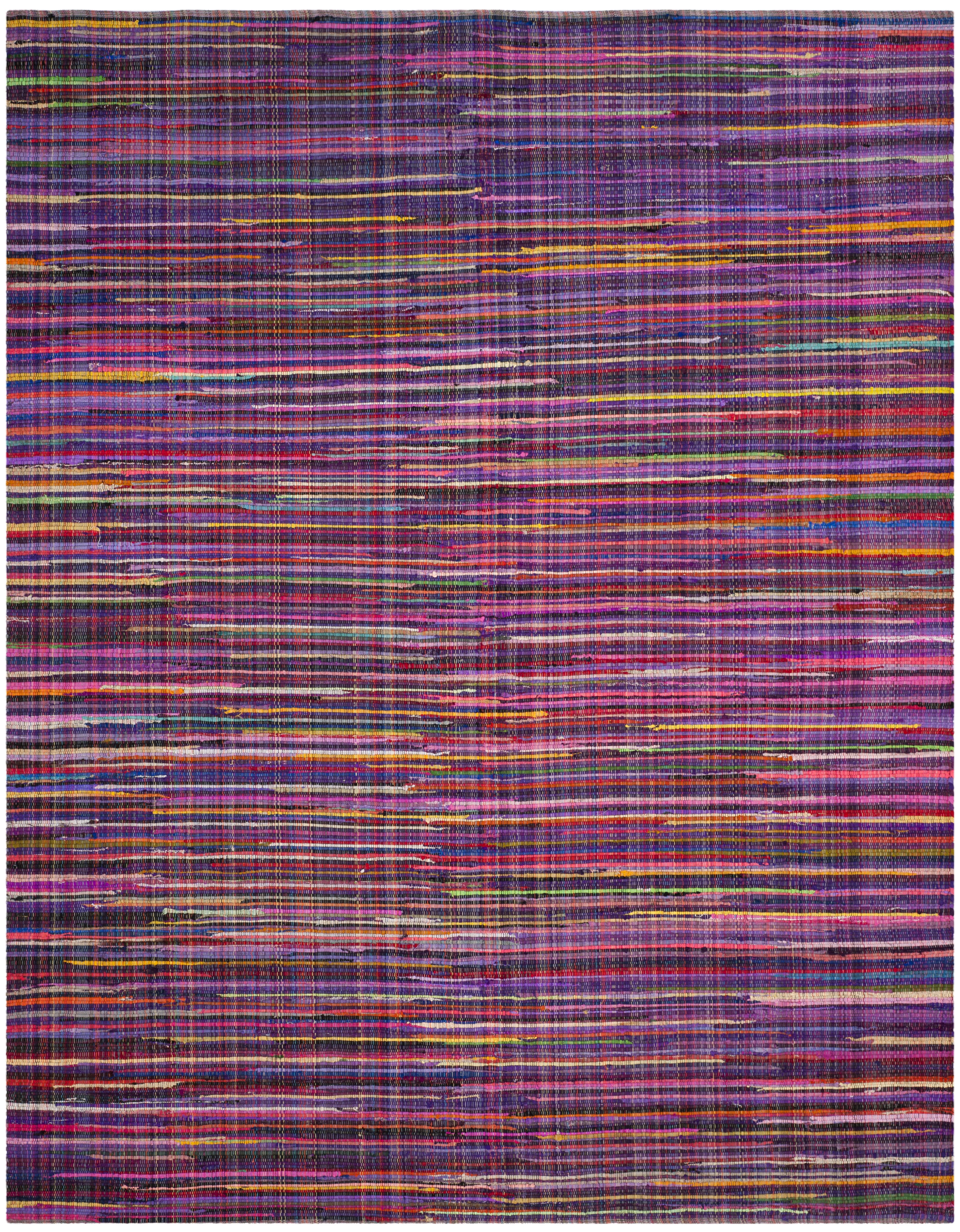 SAFAVIEH Rag Petar Striped Cotton Area Rug, Purple/Multi, 9' x 12'