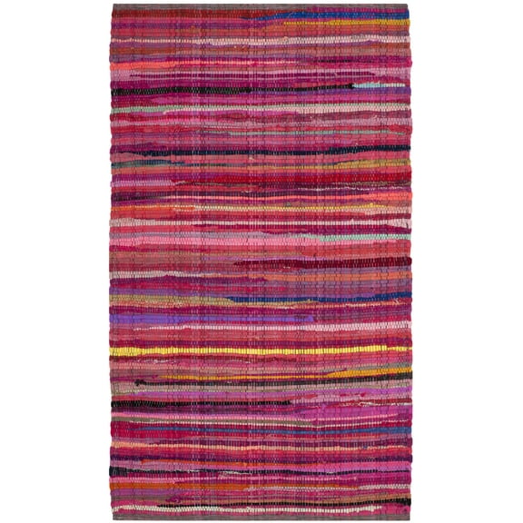 SAFAVIEH Rag Petar Striped Cotton Area Rug, Red/Multi, 2' x 3'