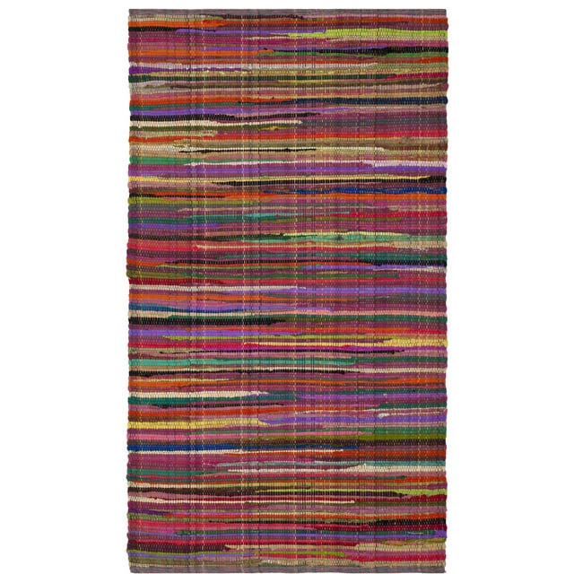 SAFAVIEH Rag Petar Striped Cotton Area Rug, Red/Multi, 3' x 5 ...