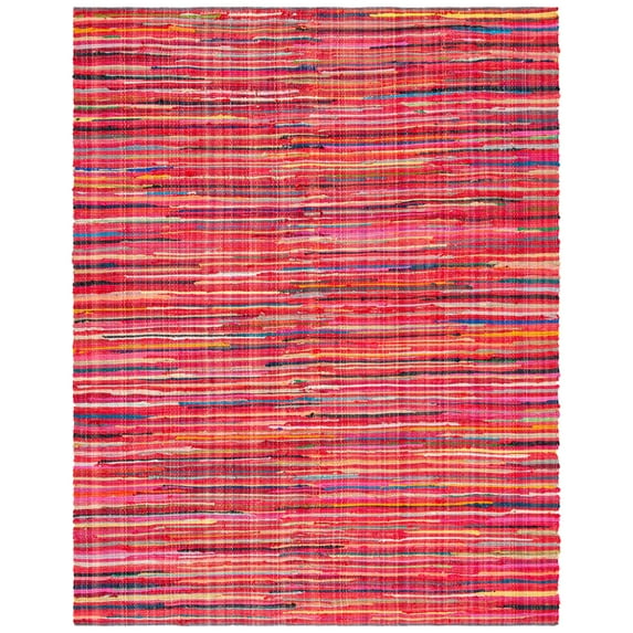SAFAVIEH Rag Petar Striped Cotton Area Rug, Red/Multi, 9' x 12'