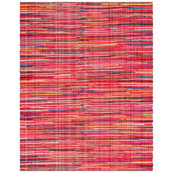 SAFAVIEH Rag Petar Striped Cotton Area Rug, Red/Multi, 9' x 12'