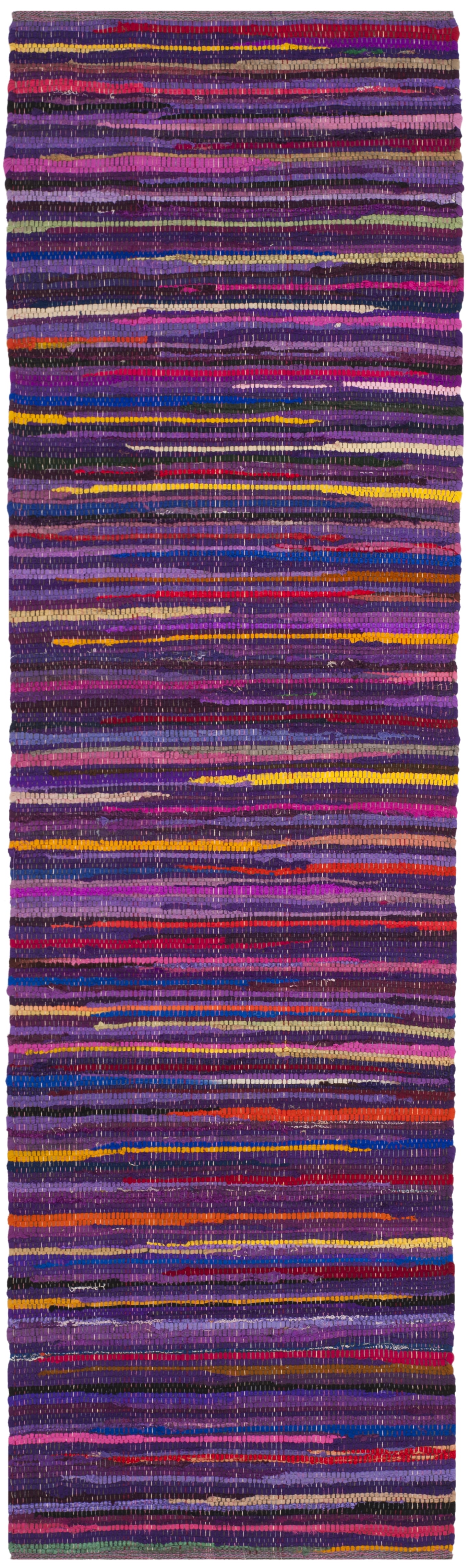 Purple Rag Design SAFAVIEH Rag Petar Striped Cotton Runner Rug, Purple/Multi, 2'3