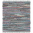 thumbnail image 1 of SAFAVIEH Rag Robynne Striped Cotton Area Rug, Aqua/Multi, 4' x 4' Square, 1 of 11