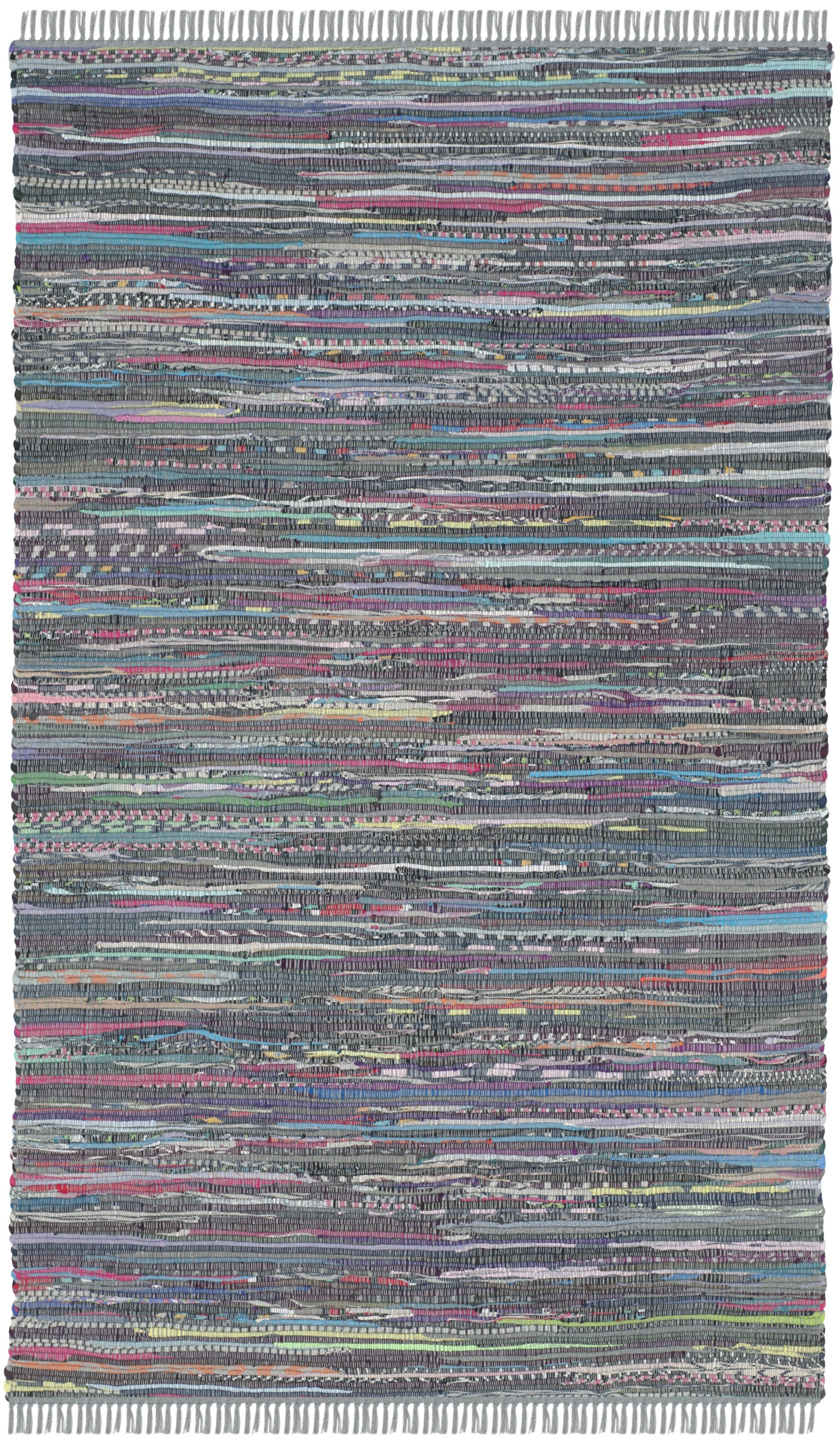 Aqua and Multicolor Handwoven Cotton Flatweave Area Rug