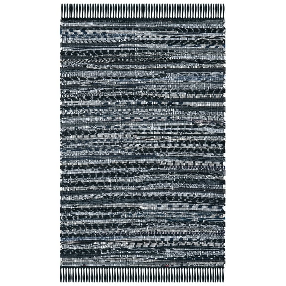 SAFAVIEH Rag Robynne Striped Cotton Area Rug, Black, 2' x 3'