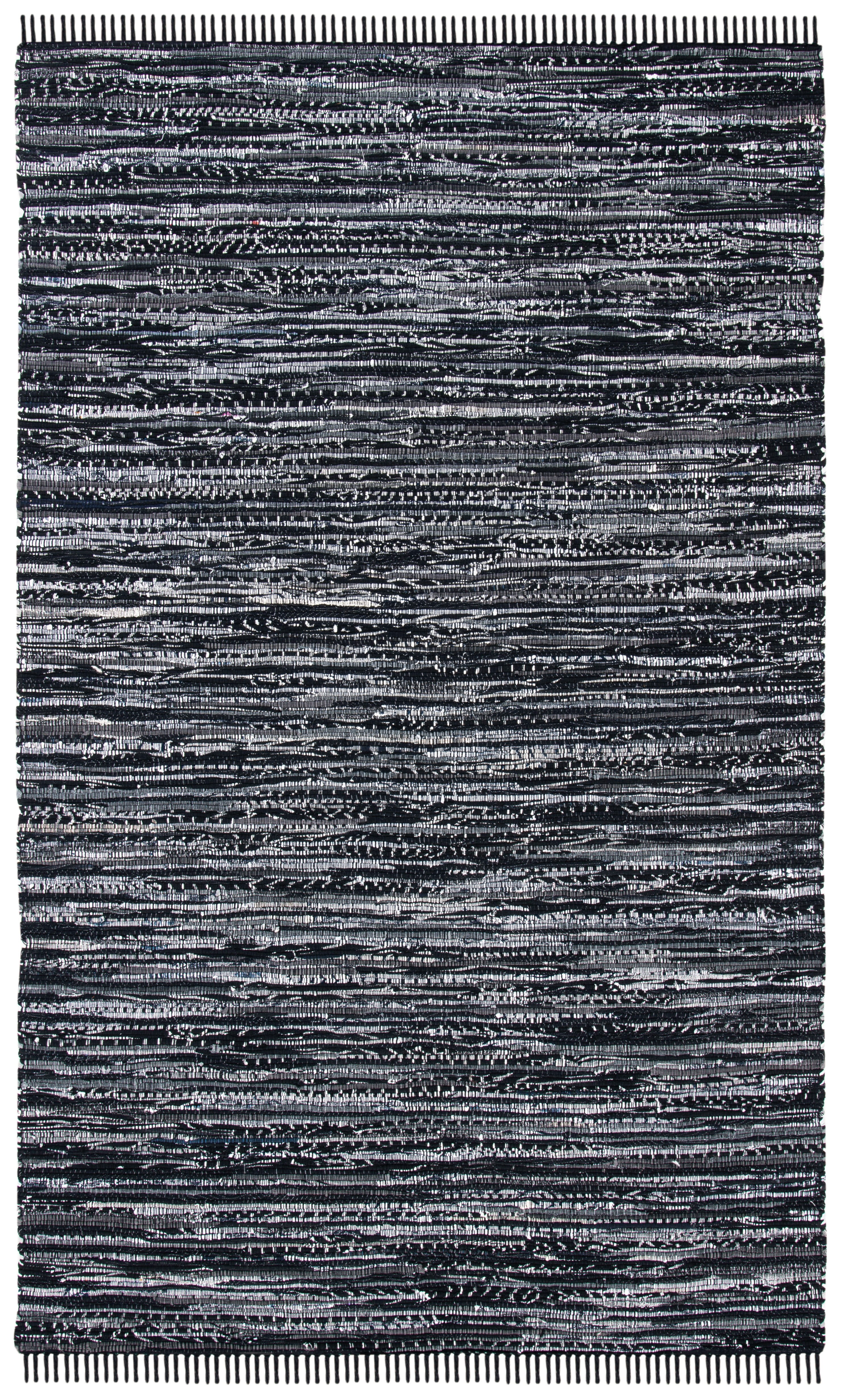 SAFAVIEH Rag Robynne Striped Cotton Area Rug, Black, 4' x 6'