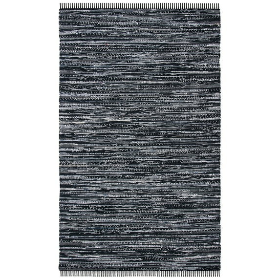 SAFAVIEH Rag Robynne Striped Cotton Area Rug, Black, 6' x 9'