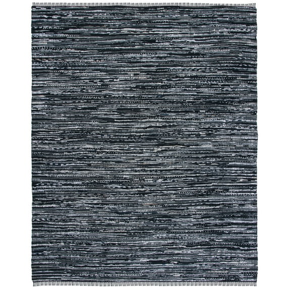SAFAVIEH Rag Robynne Striped Cotton Area Rug, Black, 8' x 10'