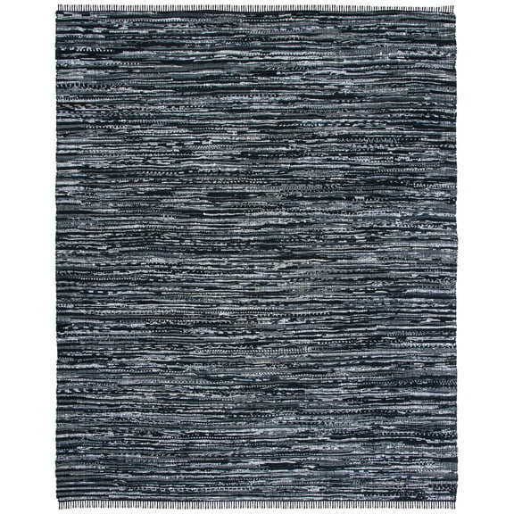 SAFAVIEH Rag Robynne Striped Cotton Area Rug, Black, 8' x 10'
