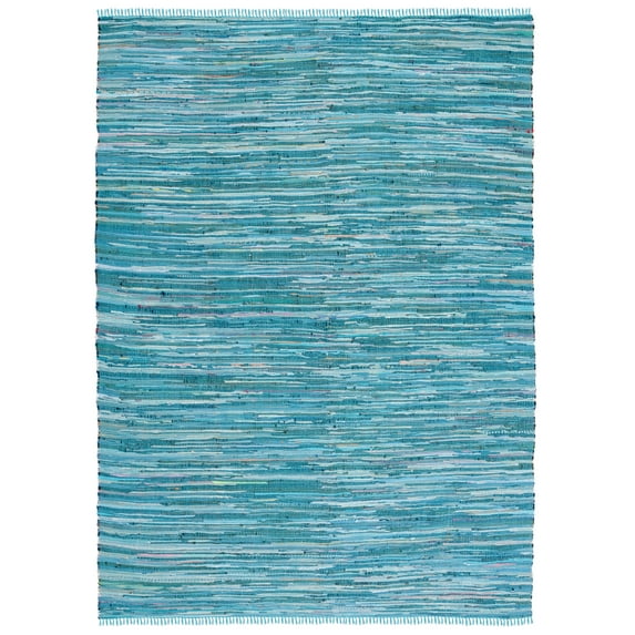 SAFAVIEH Rag Robynne Striped Cotton Area Rug, Blue/Multi, 10' x 14'