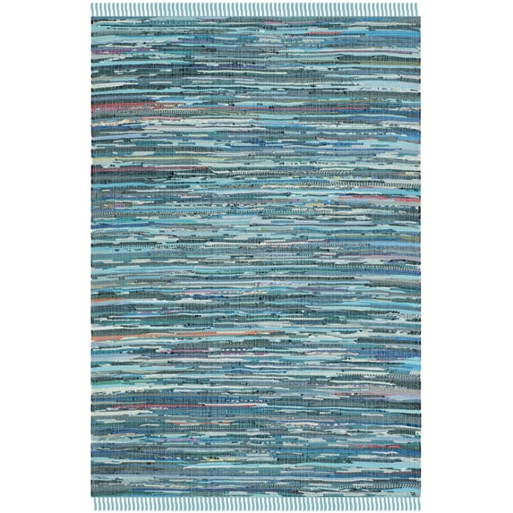 SAFAVIEH Rag Robynne Striped Cotton Area Rug, Blue/Multi, 4' x 6'