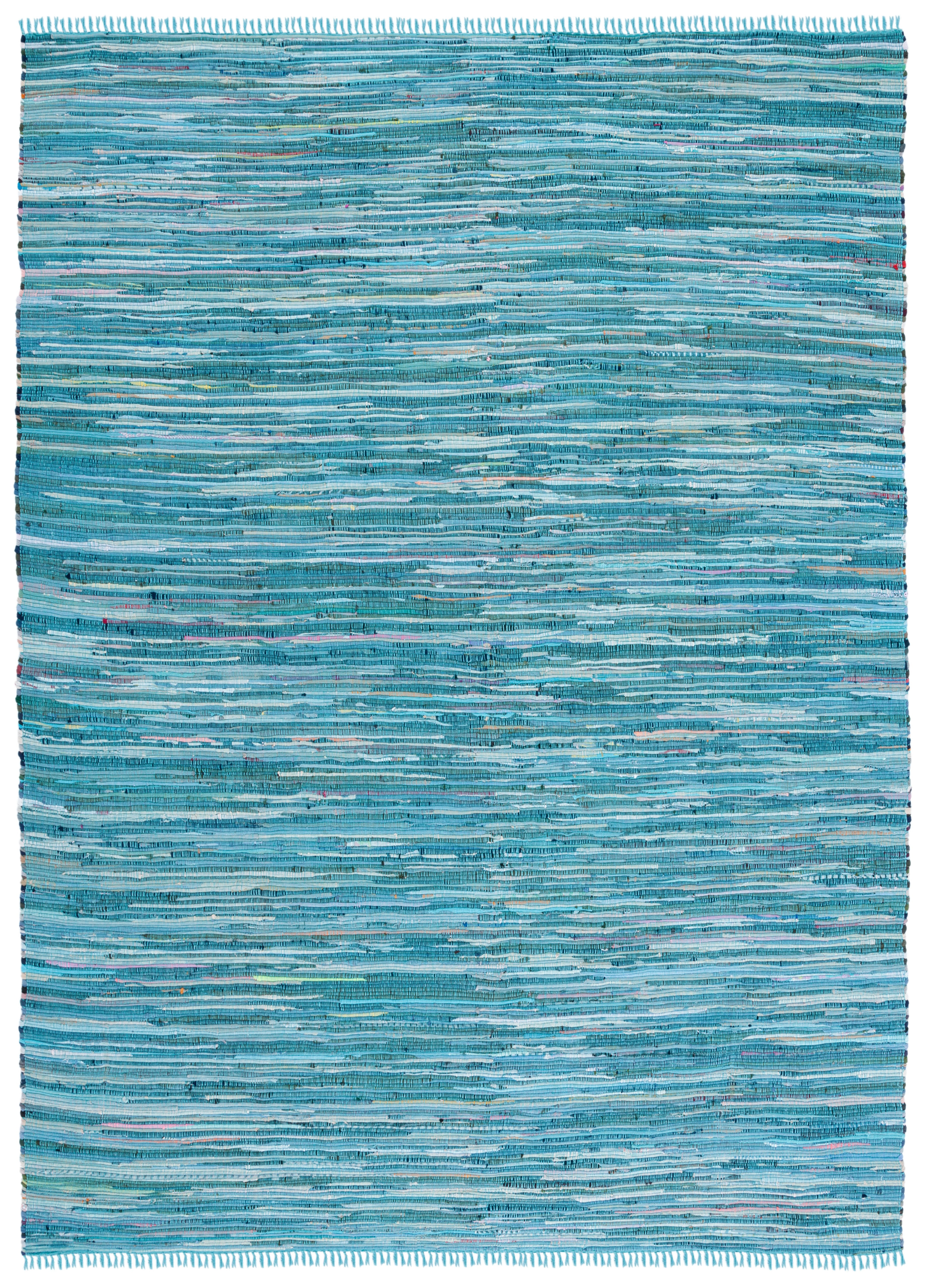 SAFAVIEH Rag Robynne Striped Cotton Area Rug, Blue/Multi, 8' x 10 ...