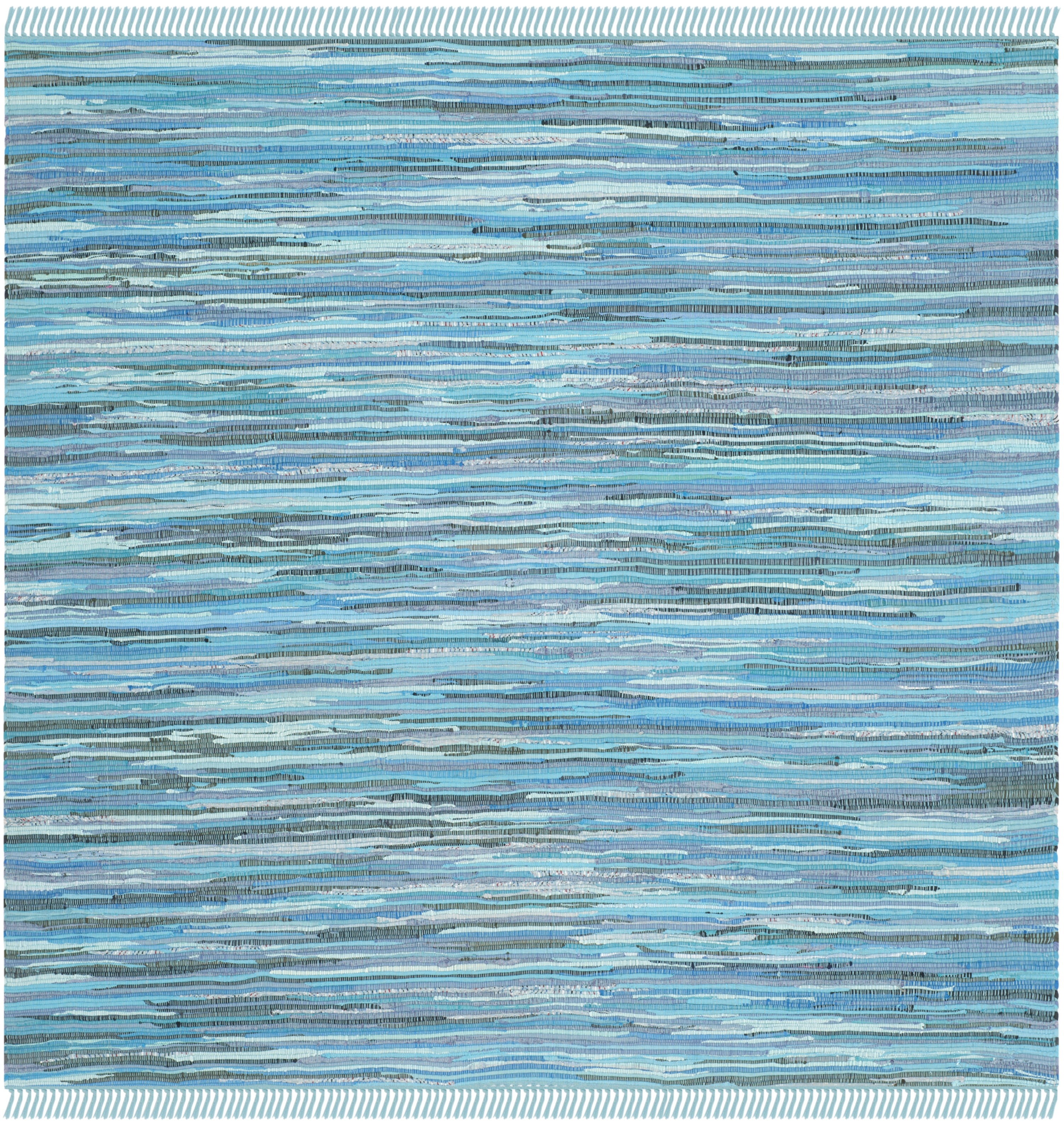 SAFAVIEH Rag Robynne Striped Cotton Area Rug, Blue/Multi, 8' x 8' Square