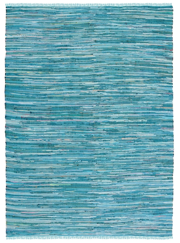 SAFAVIEH Rag Robynne Striped Cotton Area Rug, Blue/Multi, 9' x 12'