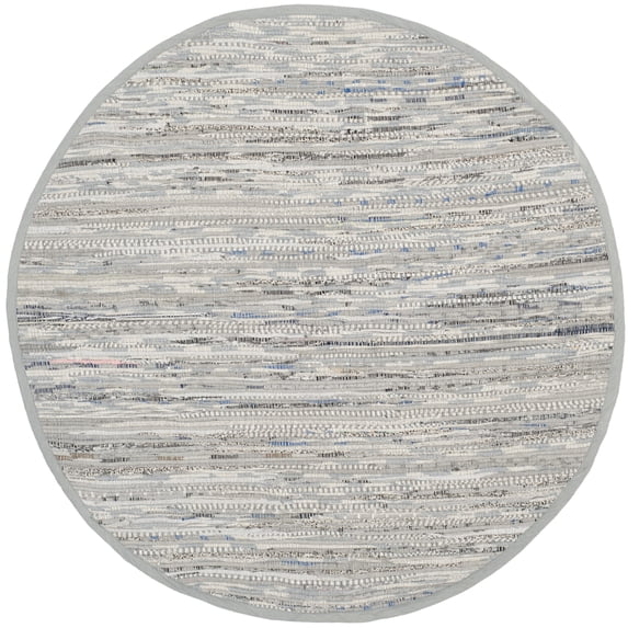 SAFAVIEH Rag Robynne Striped Cotton Area Rug, Grey, 3' x 3' Round