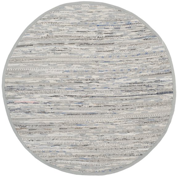 SAFAVIEH Rag Robynne Striped Cotton Area Rug, Grey, 4' x 4' Round