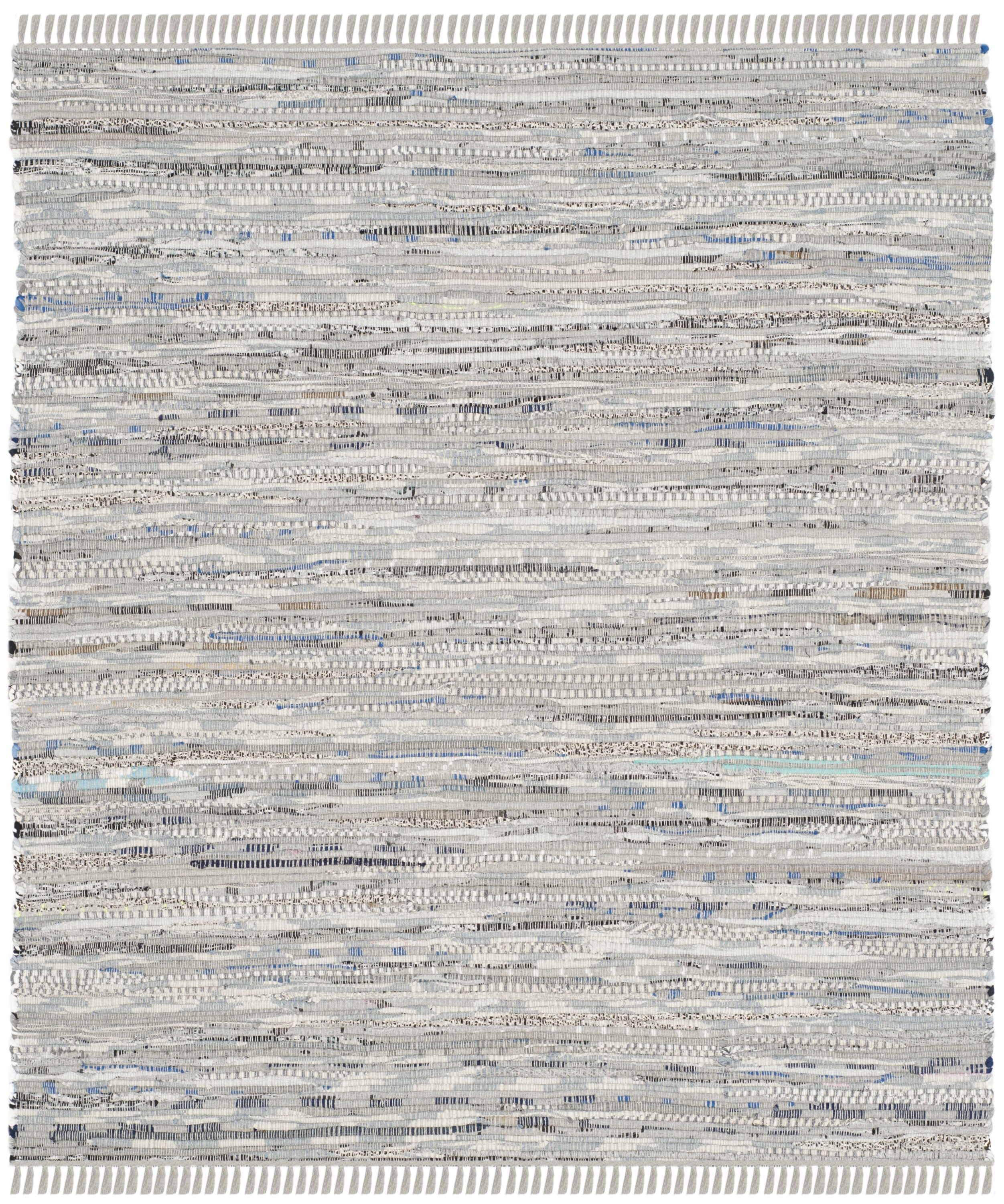 Hand-Woven Gray Cotton 4' x 4' Square Flatweave Area Rug
