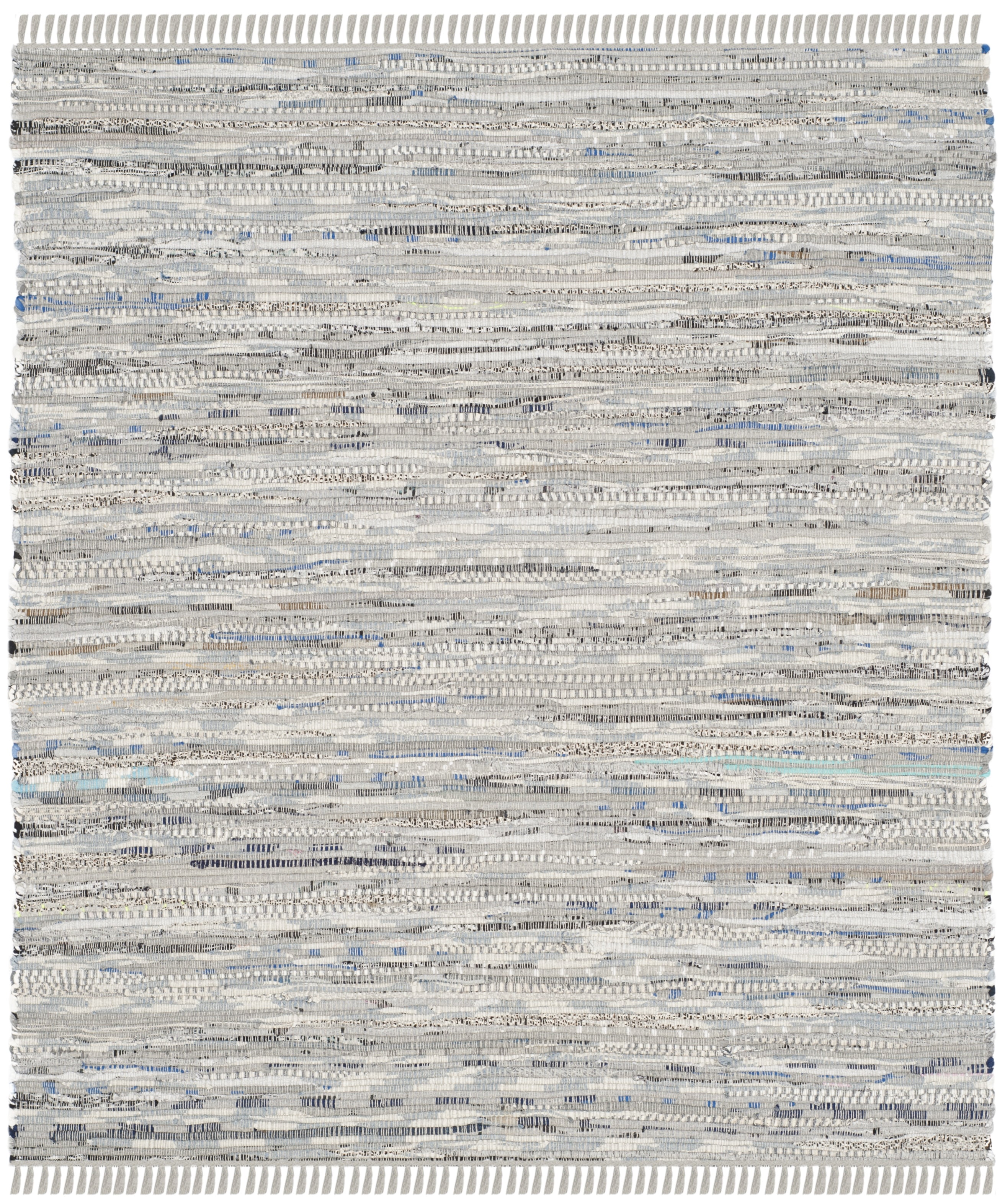SAFAVIEH Rag Robynne Striped Cotton Area Rug, Grey, 5' x 5' Square
