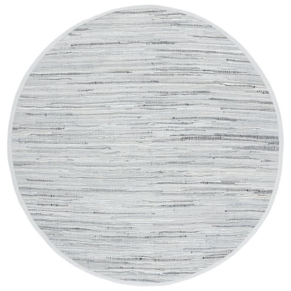 SAFAVIEH Rag Robynne Striped Cotton Area Rug, Grey, 7' x 7' Round