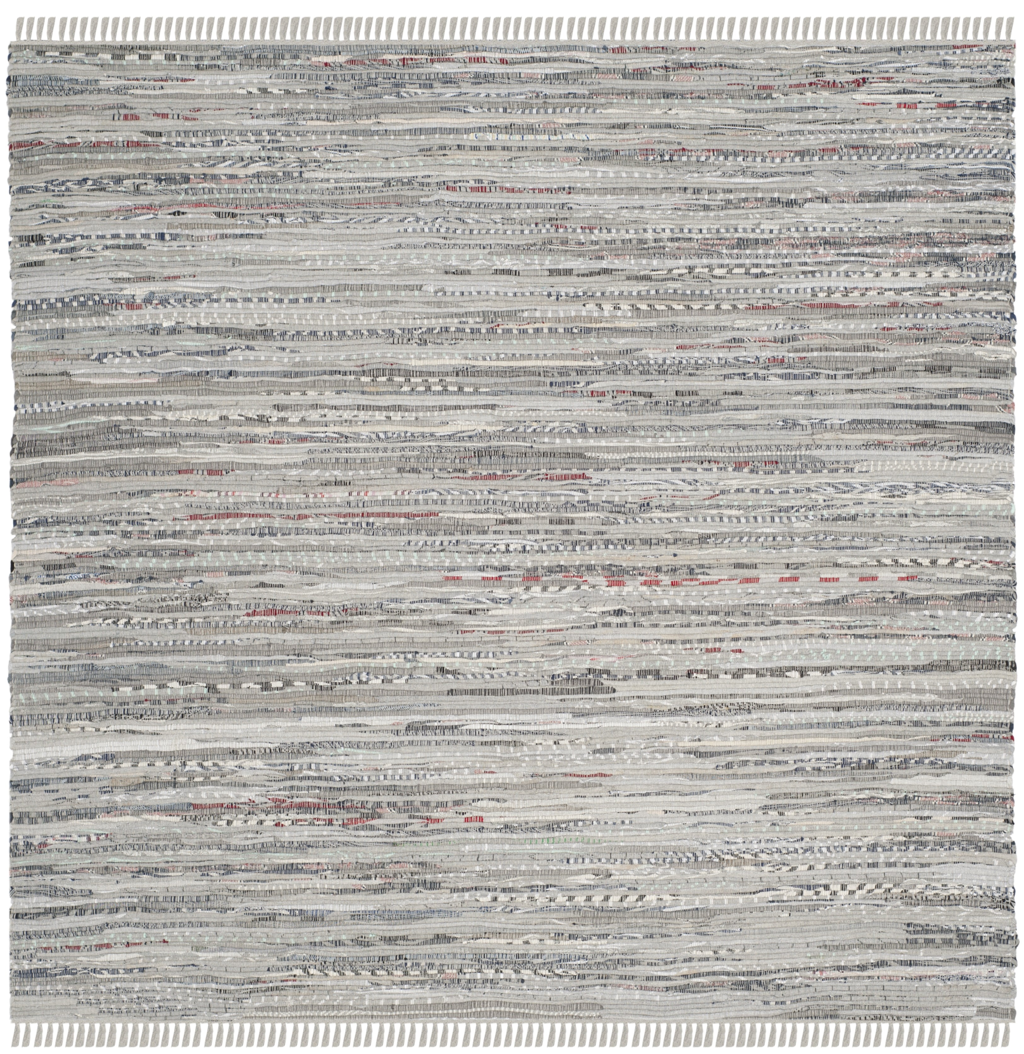 SAFAVIEH Rag Robynne Striped Cotton Area Rug, Grey, 9' x 9' Square