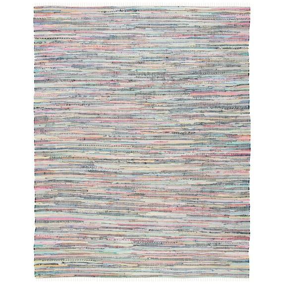 SAFAVIEH Rag Robynne Striped Cotton Area Rug, Grey/Multi, 10' x 14'