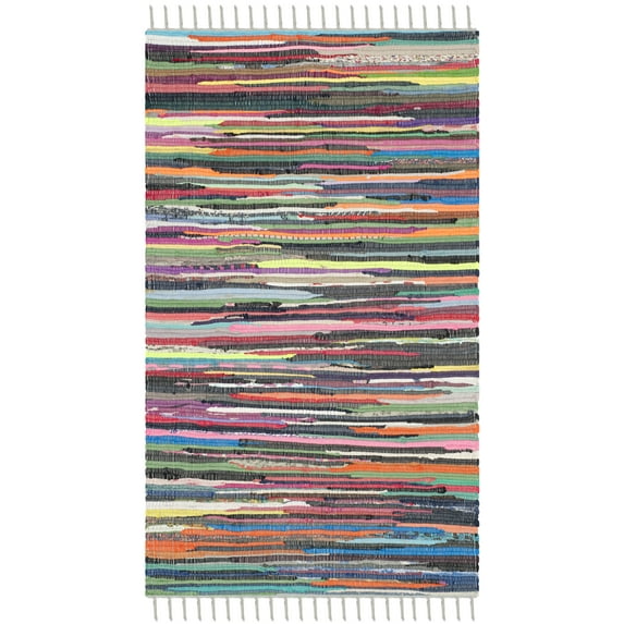 SAFAVIEH Rag Robynne Striped Cotton Area Rug, Grey/Multi, 2' x 3'