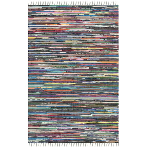 SAFAVIEH Rag Robynne Striped Cotton Area Rug, Grey/Multi, 4' x 6'