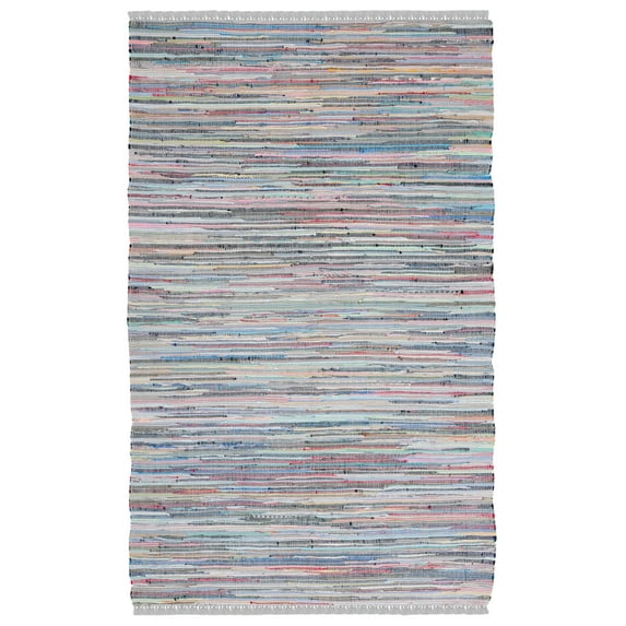 SAFAVIEH Rag Robynne Striped Cotton Area Rug, Grey/Multi, 5' x 8'