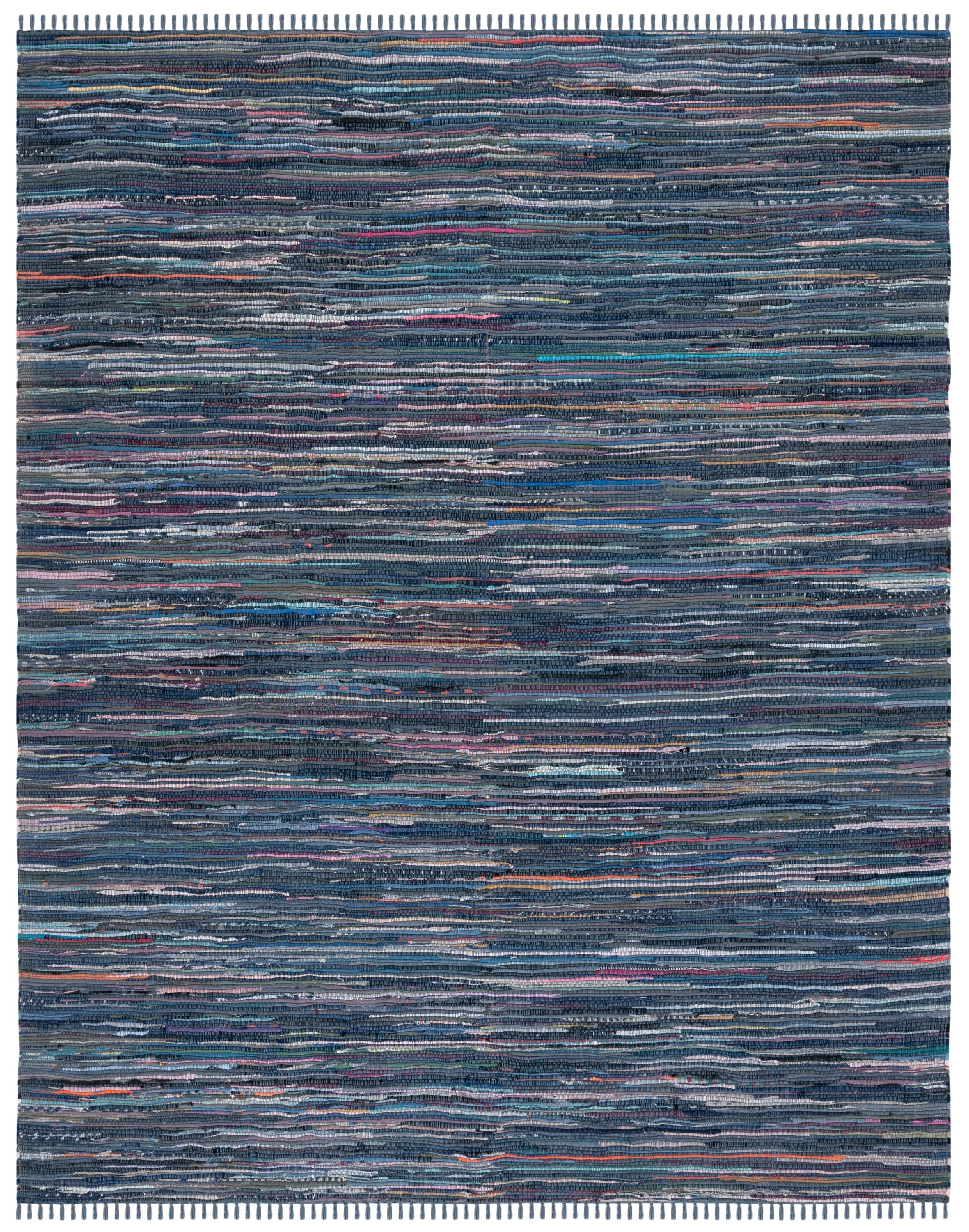 SAFAVIEH Rag Robynne Striped Cotton Area Rug, Ink/Multi, 10' x 14