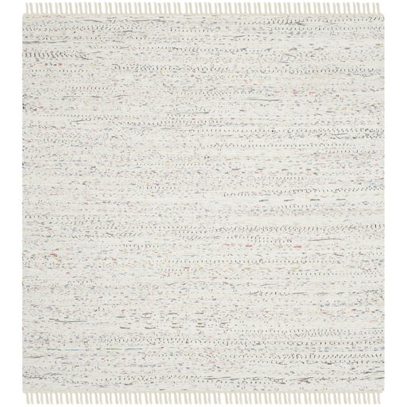SAFAVIEH Rag Robynne Striped Cotton Area Rug, Ivory/Multi, 4' x 4' Square
