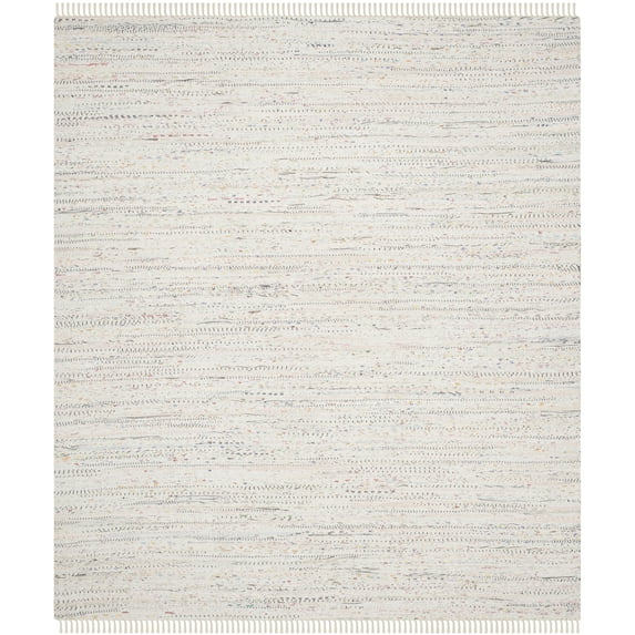 SAFAVIEH Rag Robynne Striped Cotton Area Rug, Ivory/Multi, 8' x 10'