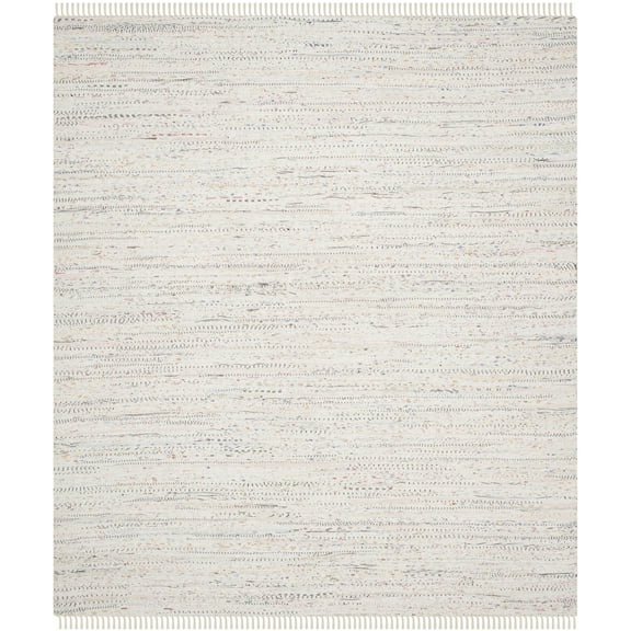 SAFAVIEH Rag Robynne Striped Cotton Area Rug, Ivory/Multi, 8' x 10'