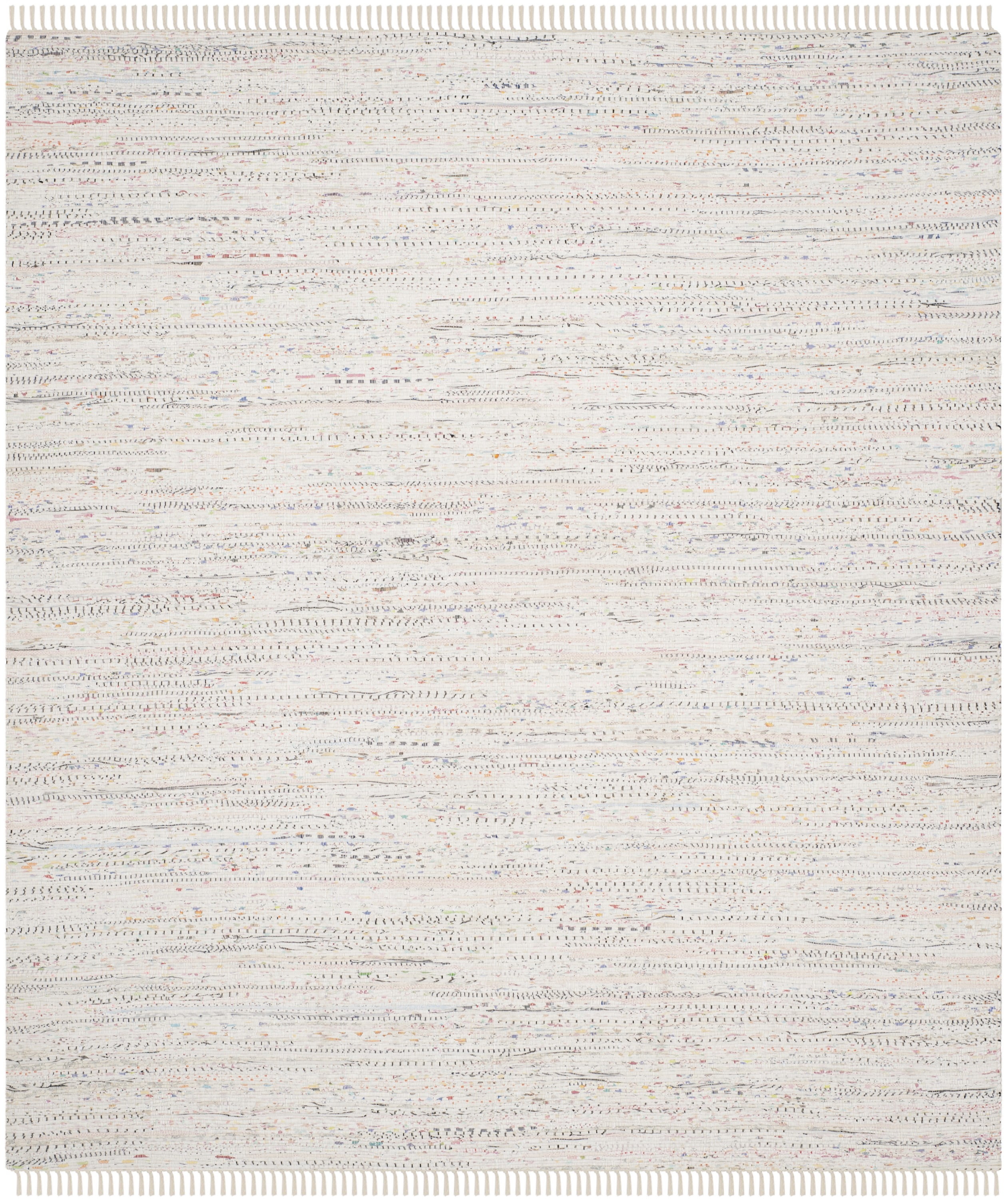 SAFAVIEH Rag Robynne Striped Cotton Area Rug, Ivory/Multi, 9' x 12 ...