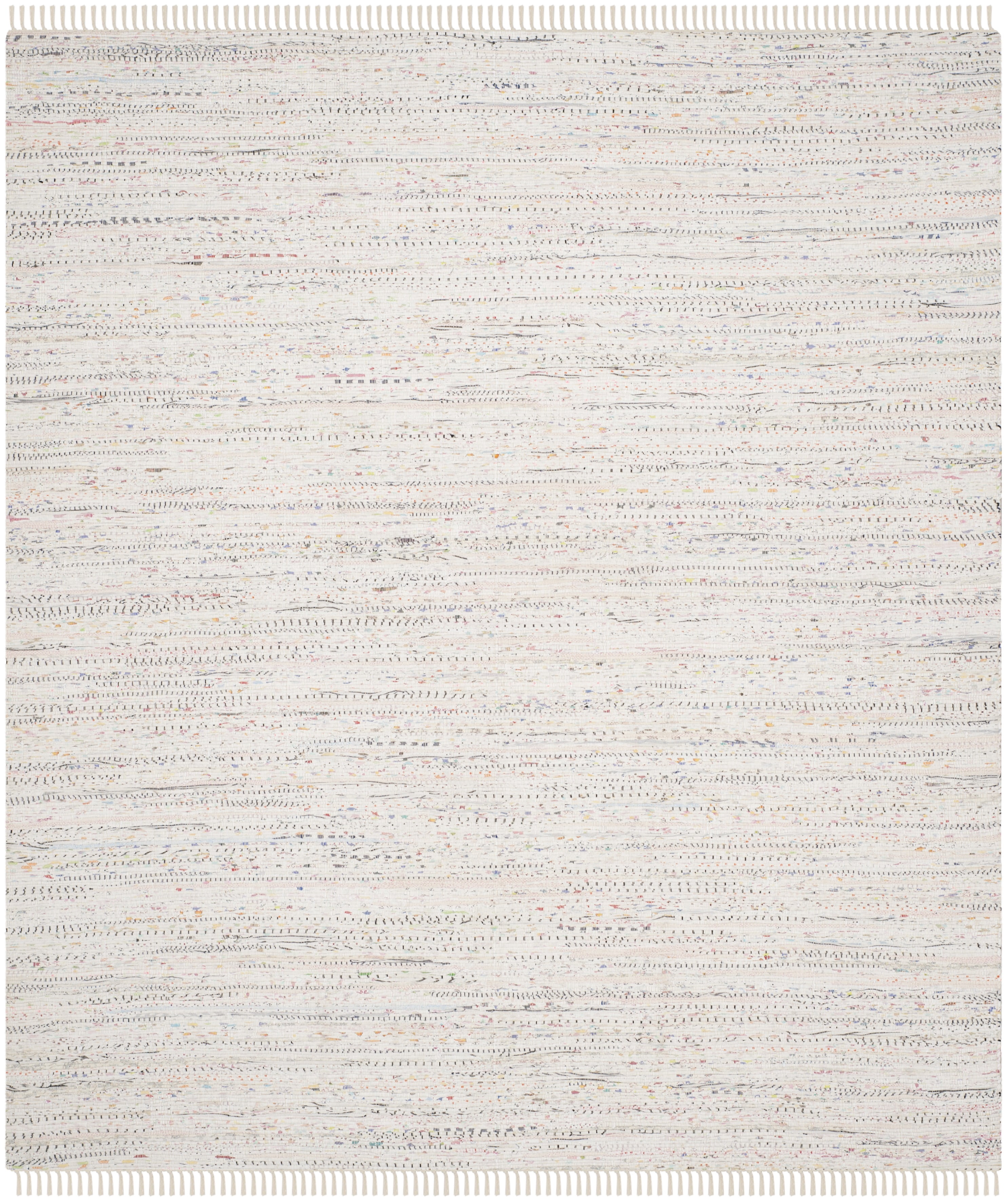 SAFAVIEH Rag Robynne Striped Cotton Area Rug, Ivory/Multi, 9' x 12'