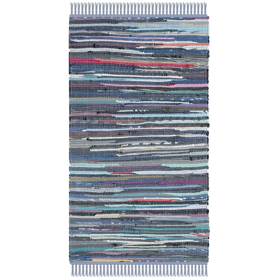 SAFAVIEH Rag Robynne Striped Cotton Area Rug, Purple/Multi, 2'6" x 4'